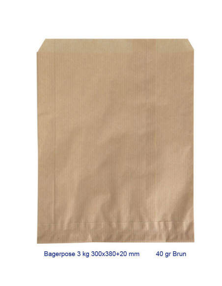 Bagerpose brun 3,0 kg. 1000stk/pak - 