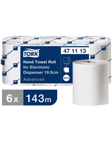 Håndklædeark Tork Advanced H12 2-lags Hvid 471113 enMotion 6rul/kar - 