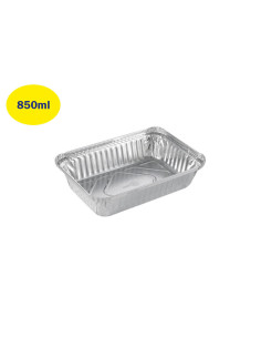 English: 850ml Angled Rim Foil Tray, 100 Pieces (2x50). -  2