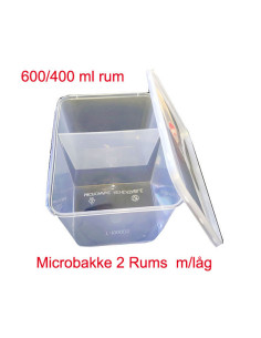 Micro Bakke 2-rums Transparent 600/400ml 50stk/ps