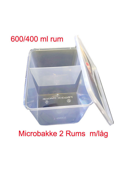Micro Bakke 2-rums Transparent 600/400ml 50stk/ps