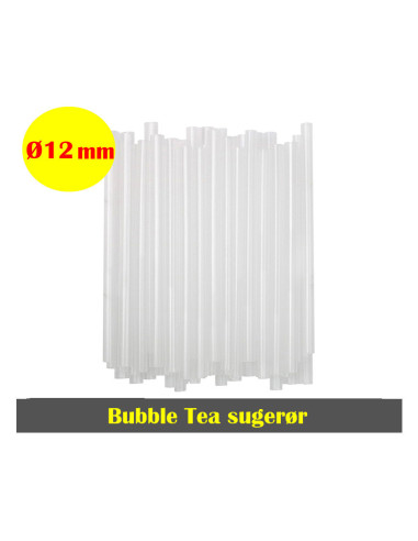 Bubble Tea sugerør Ø12mm Klar
