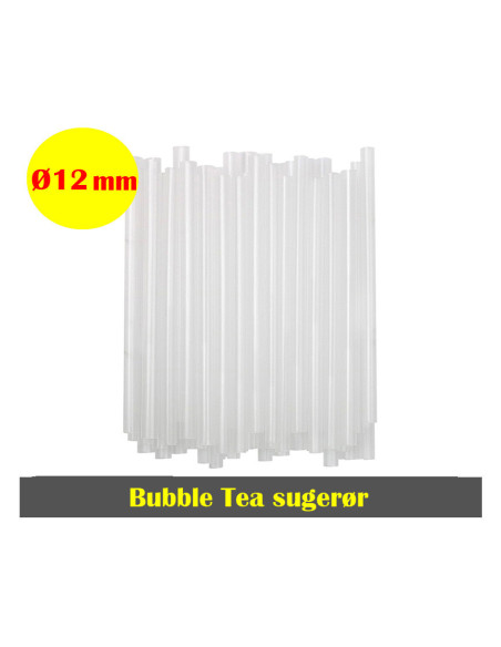 Bubble Tea sugerør Ø12mm Klar
