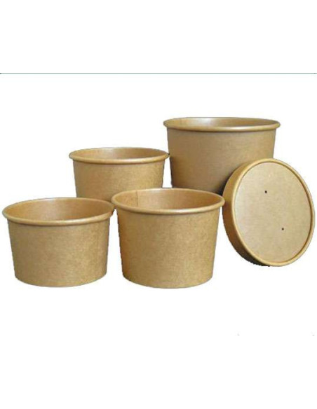 Suppe/Deli Skål Natur Pap Brun 350-960ml 20x25stk/kar - 
