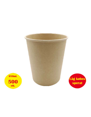 Suppe/Deli Skål Natur Pap Brun 32oz.