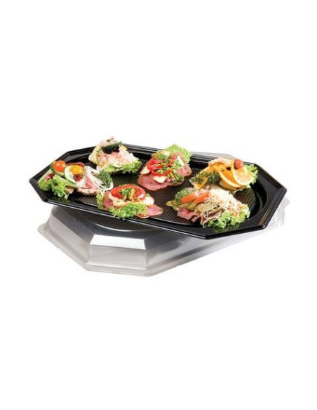 Serveringsfad Large plast sort 100stk - 