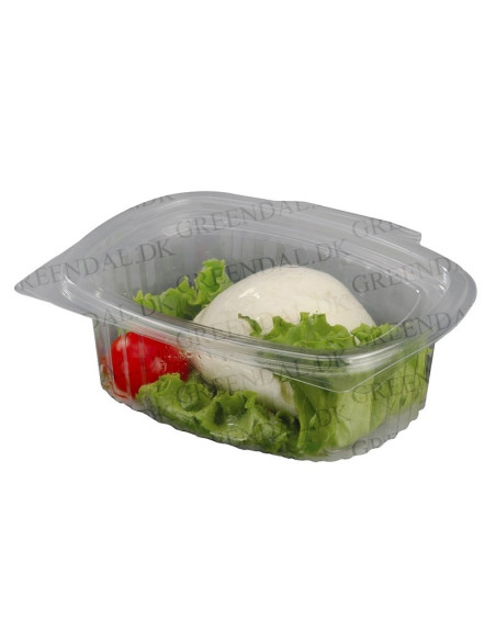 Plastbakke m/hængslet låg Oval Klar 100stk/pak - 