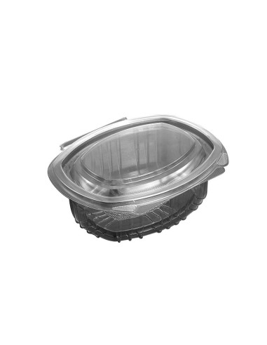 Plastbakke m/hængslet låg Oval Klar 100stk/pak - 