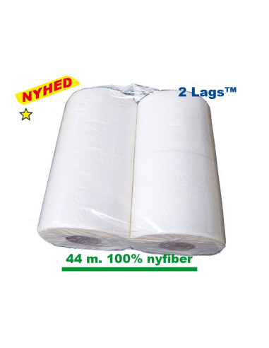 Toiletpapir neutral 2-lags 44m x 9,5cm Ø12cm