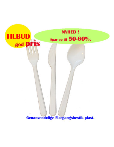 Flergangsbestik Hvid PP Kniv