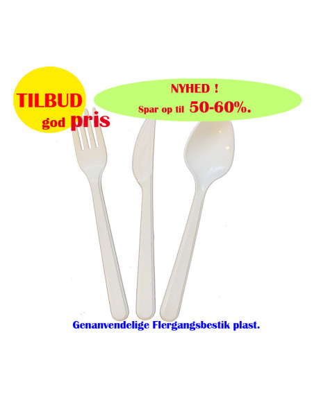 Flergangsbestik Hvid PP Kniv