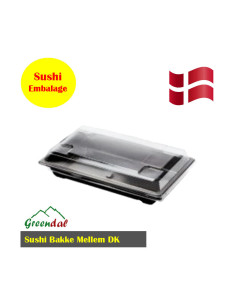 Sushi Tray M Rekt. (DK) Black/Clear Lid Krt. 300pc/Set -  2