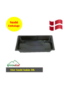 Sushi Tray Rekt. L (DK) Black/Clear Lid Krt. 300pc/Set -  2