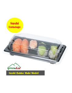 Sushi tray Maki black incl. lid PS 400 pcs/krt - 