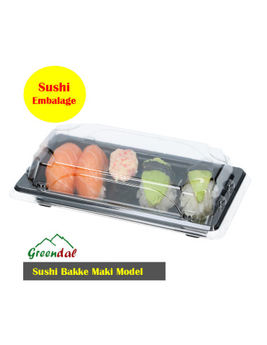 Sushi tray Maki black incl. lid PS 400 pcs/krt - 