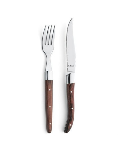 Grillgaffel Amefa Royal 21cm Rustfri stål/Træskaft 6stk/pak - 