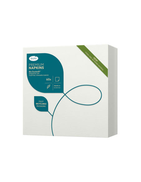Napkin Duni 40x40cm Airlaid 1/4 fold White 720pc/box - 