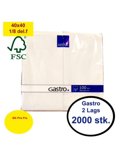 Serviet Gastro 40x40cm 2-lags 1/8 fold 2000 stk