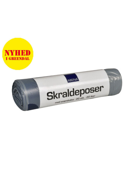 Affaldspose med snøreluk 20 l, grå LLDPE/virgin 44x50cm