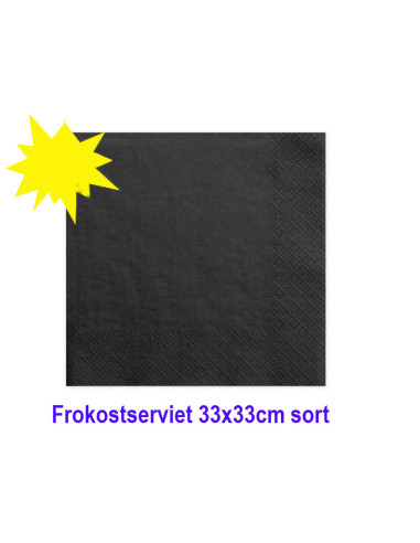Frokostserviet 33x33 Sort 2 lags