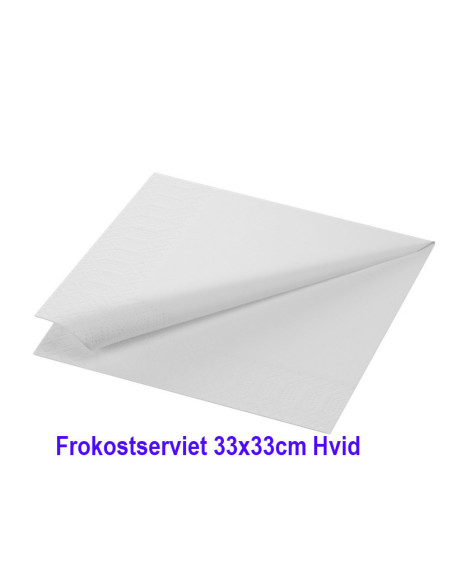Napkin Duni 33x33cm 3-layer 1/4 fold White 1000pc/box - 