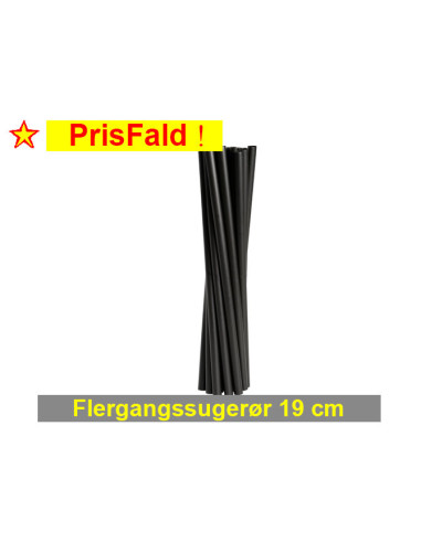Fleregangssugerør Sort Ø 6 x 19 cm