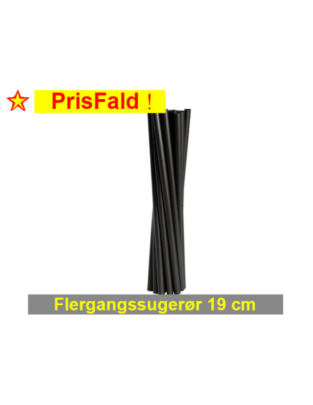Fleregangssugerør Sort Ø 6 x 19 cm
