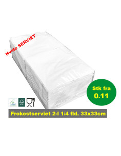 Napkin GoGreen 33x33cm 2-layer 1/4 fold Nature Eco 3500pc/box - 