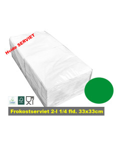 Servietter 2-lags Hvid 33x33cm 1/4 fld. Krt.8x250stk/pk 2