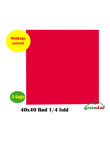 Servietter 3-lags Rød Gast. 40x40 1/4 fold Hvid 1400stk/kar