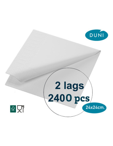 Kaffeserviet 24x24cm 2-lags Hvid Duni 2400stk/kar 