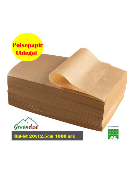Sausage paper Brown U/print 20x12.5cm 1000pc/pack - 