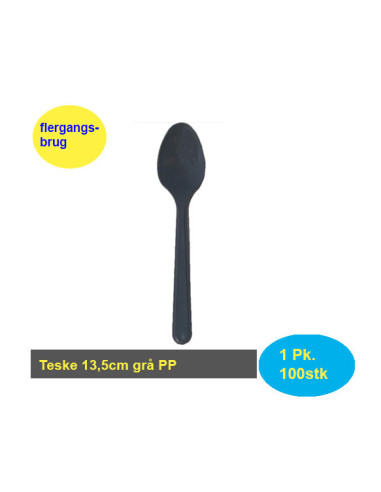 Teske 13,5cm grå PP til flergangsbrug 100stk/pk.