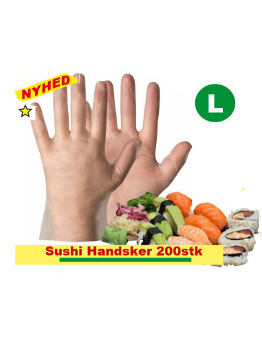 Disposable Gloves L Grandberg T.E.P. (Sushi) Powder-free 200pc/pack - 