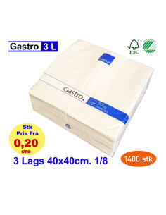 Napkin Gastrot 40x40 3-layer 1/8 fold White 1400pc/box - 