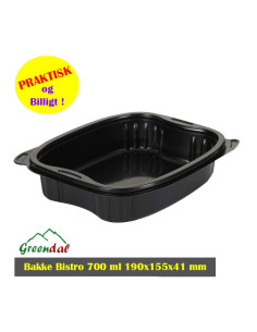 Tray 1-room 700ml Black 300pc/box - 