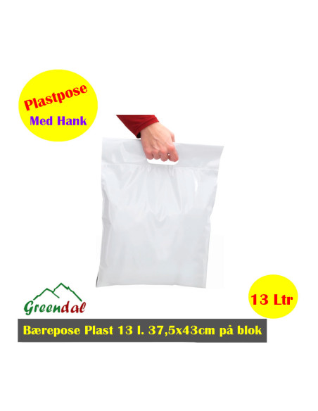 Bærepose Plast 13 l. hvid