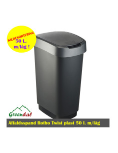 Affaldsspand Rotho Twist plast 50 ltr. m-Twist låg 