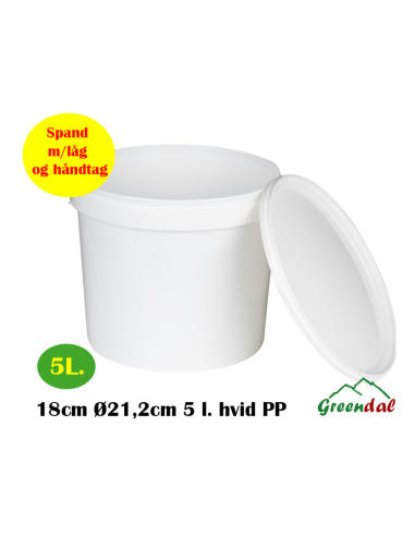 Bucket w/lid and handle 18cm Ø21.2cm 5 l. - 