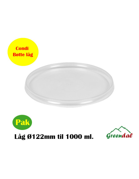 Låg til Condi bøtte 12,3cm Ø122mm 1000/1100 ml. 