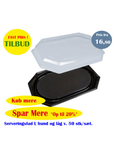 Serving dish Large plastic black 50pc. Bottom&Lid - 