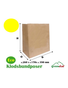 Klodsbundspose 20 ltr. Brun 260x170x390mm papir 2